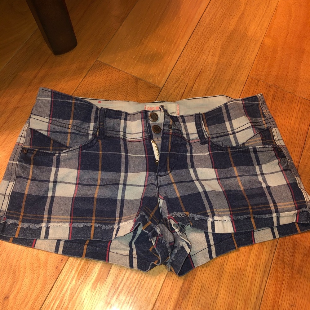 Blue Plaid Shorts from Garage. Size 3. #y2k